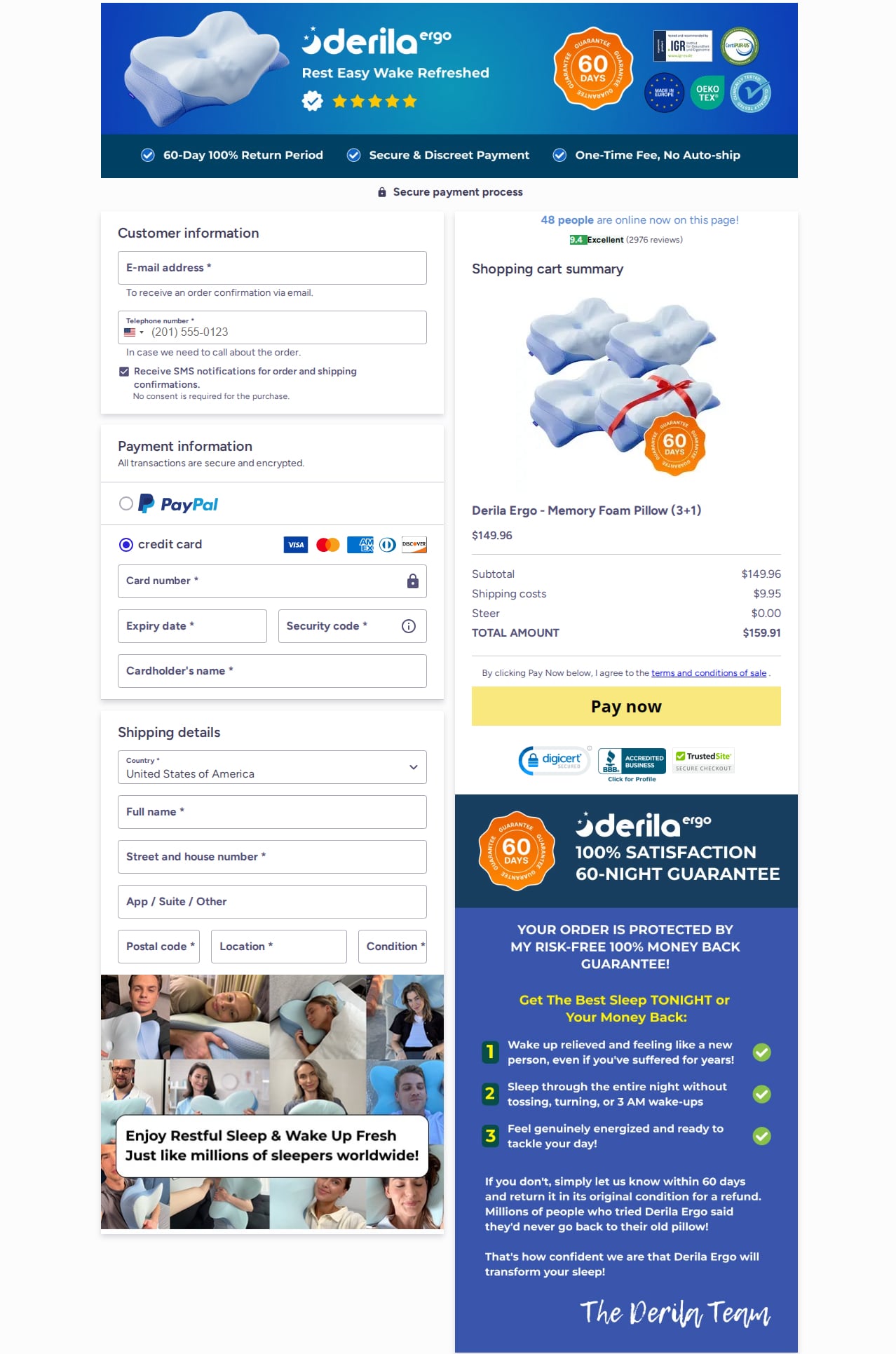 Check Out Page for Derila Ergo 